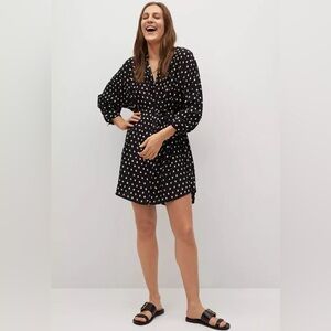 Mango polka belted dress